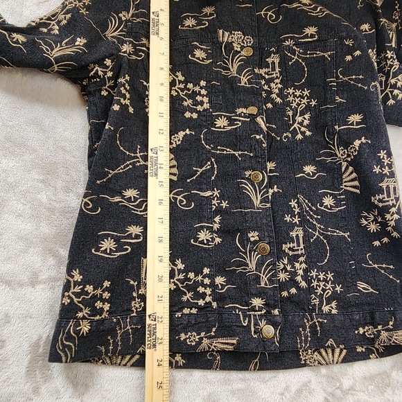 Embroidered Denim Linen Jacket Women’s Medium Oriental Artsy Boho Vintage - Picture 16 of 16